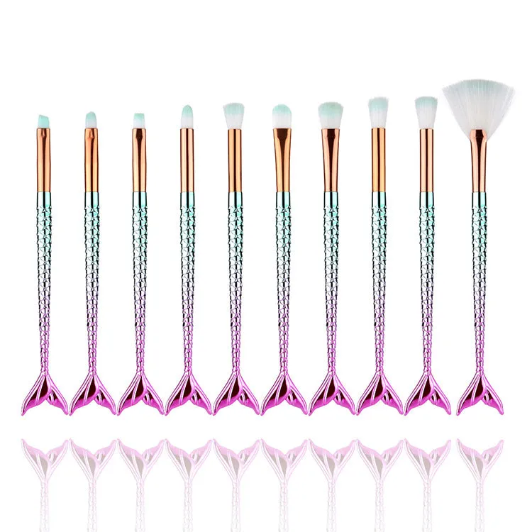 10 Mermaid Makeup Brushes Fishtail Eye Shadow Brush