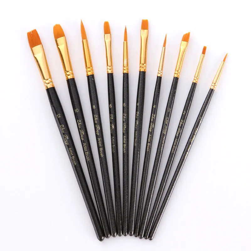 10 PCs Blue Rod Nylon Hair Watercolor Brush Pen Brush