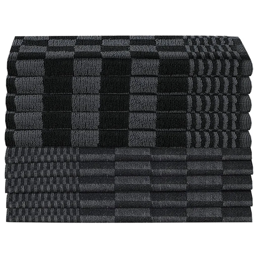 10 Piece Towel Set Black and Grey Cotton