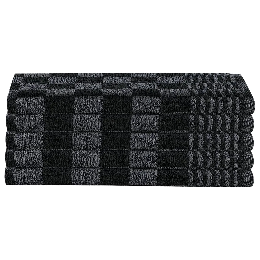 10 Piece Towel Set Black and Grey Cotton