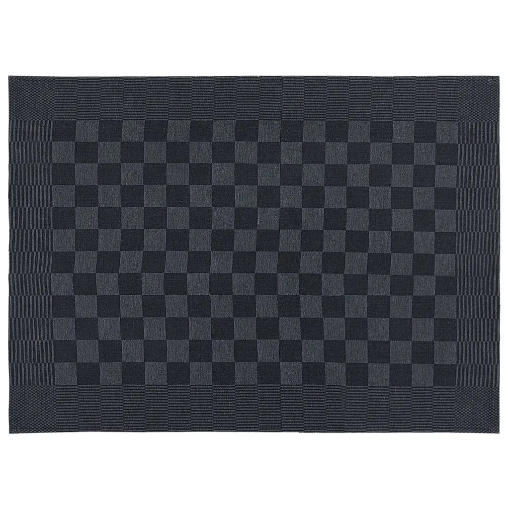 10 Piece Towel Set Black and Grey Cotton