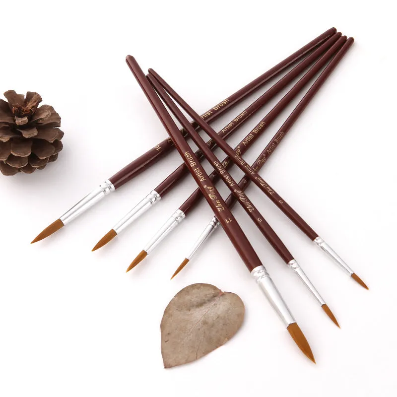 12 PCs Pointed Nylon Hair Watercolor Brush Pen Wine Red Rod Brush