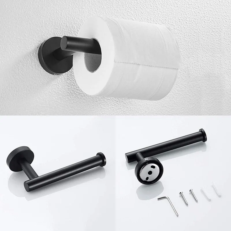 3-Piece Bathroom Hardware Set Matte Black Bathroom Accessories Kit Includes Modern Hand Towel Ring Robe Towel Hook Toilet Paper Holder