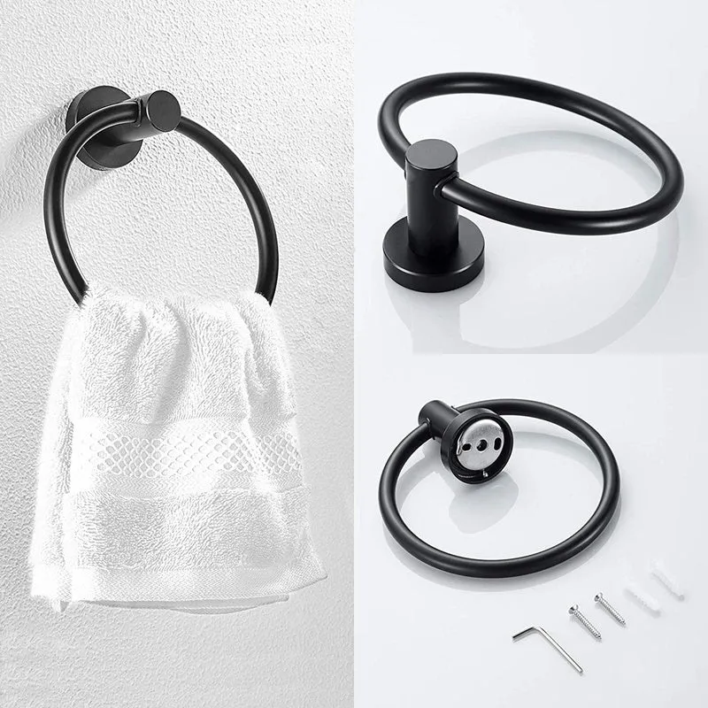 3-Piece Bathroom Hardware Set Matte Black Bathroom Accessories Kit Includes Modern Hand Towel Ring Robe Towel Hook Toilet Paper Holder