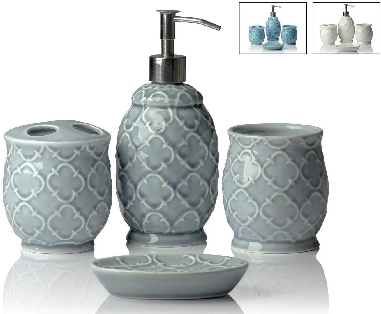 4 Piece Ceramic Bathroom Accessory Set