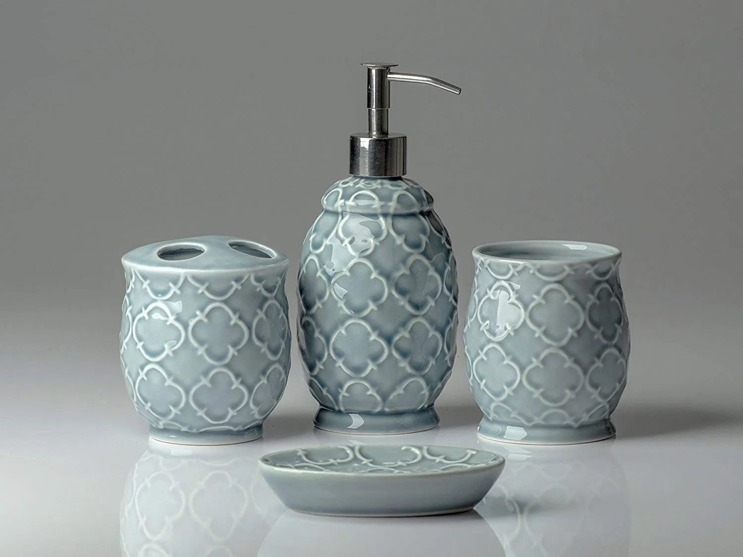 4 Piece Ceramic Bathroom Accessory Set