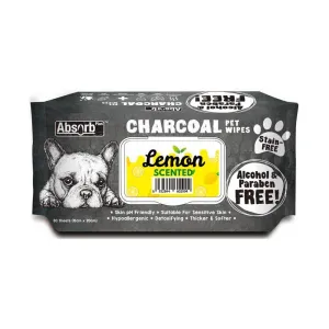 Absorb Plus Charcoal Lemon Scented Pet Wipes 80 Pack