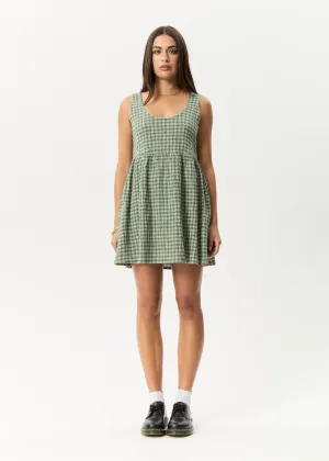 AFENDS Womens Base Jesse - Seersucker Mini Dress - Deep Green Check