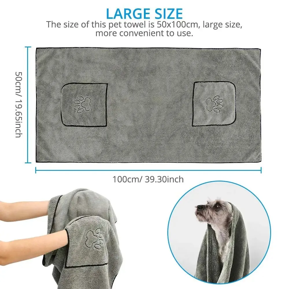 Anniepaw Super Absorbent Big Puppy Pet Dog Towel Bathrobe Bath Towels Quick-Drying Cat Bath Towel Bath Supplies Dog Towel Microfiber