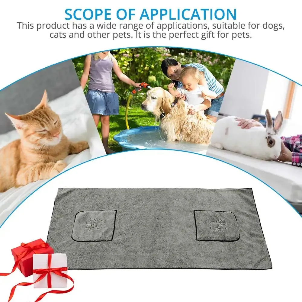 Anniepaw Super Absorbent Big Puppy Pet Dog Towel Bathrobe Bath Towels Quick-Drying Cat Bath Towel Bath Supplies Dog Towel Microfiber