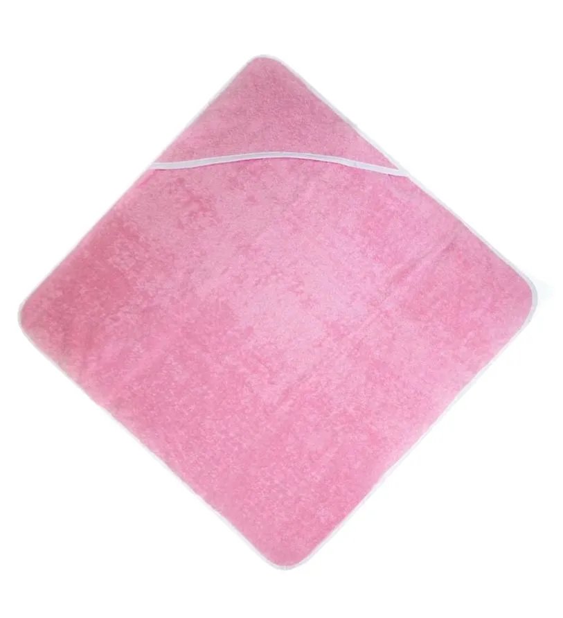 Baby Hooded Square Towel Pink Plain 90/90cm