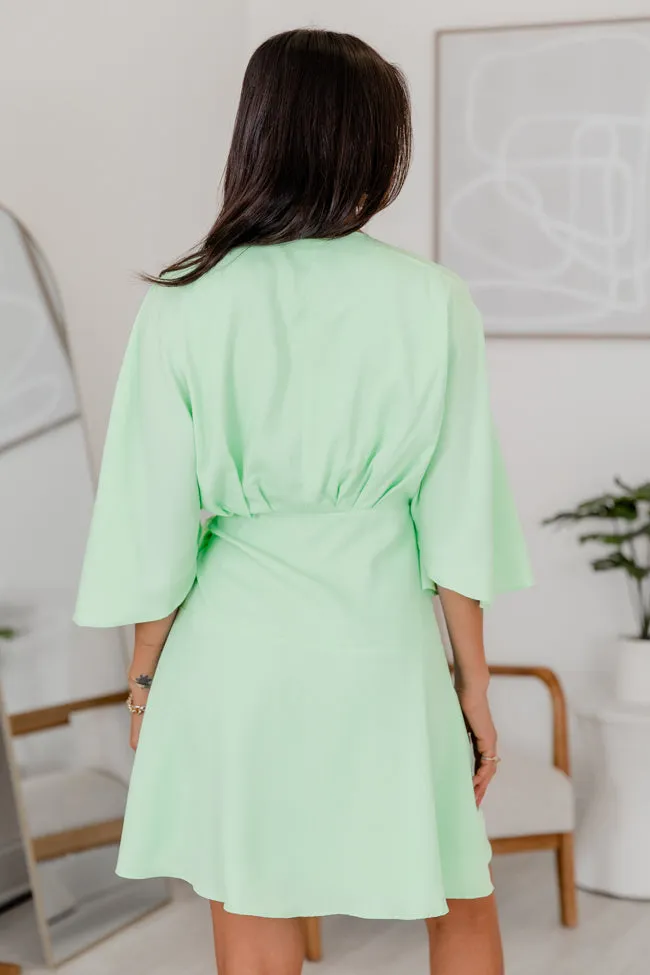 Back To You Lime Wrap Mini Dress FINAL SALE