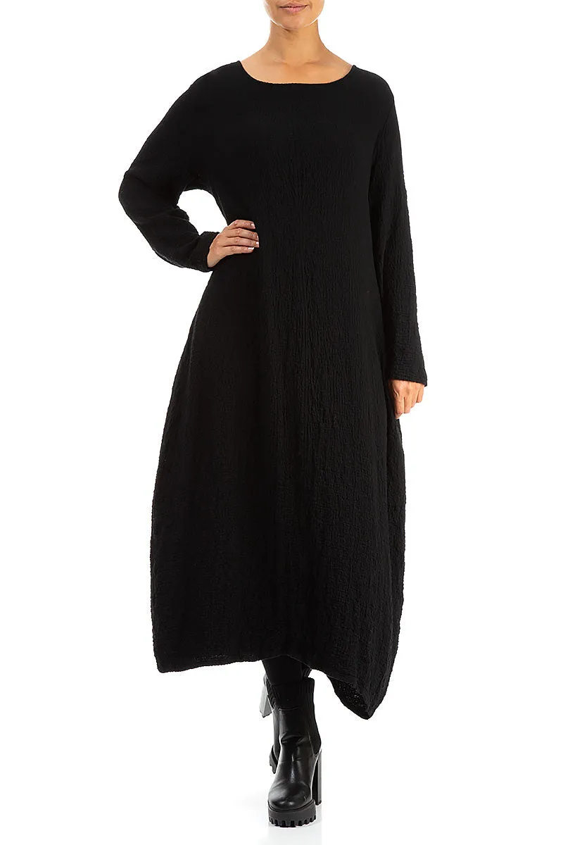 Balloon Black Wool Dress