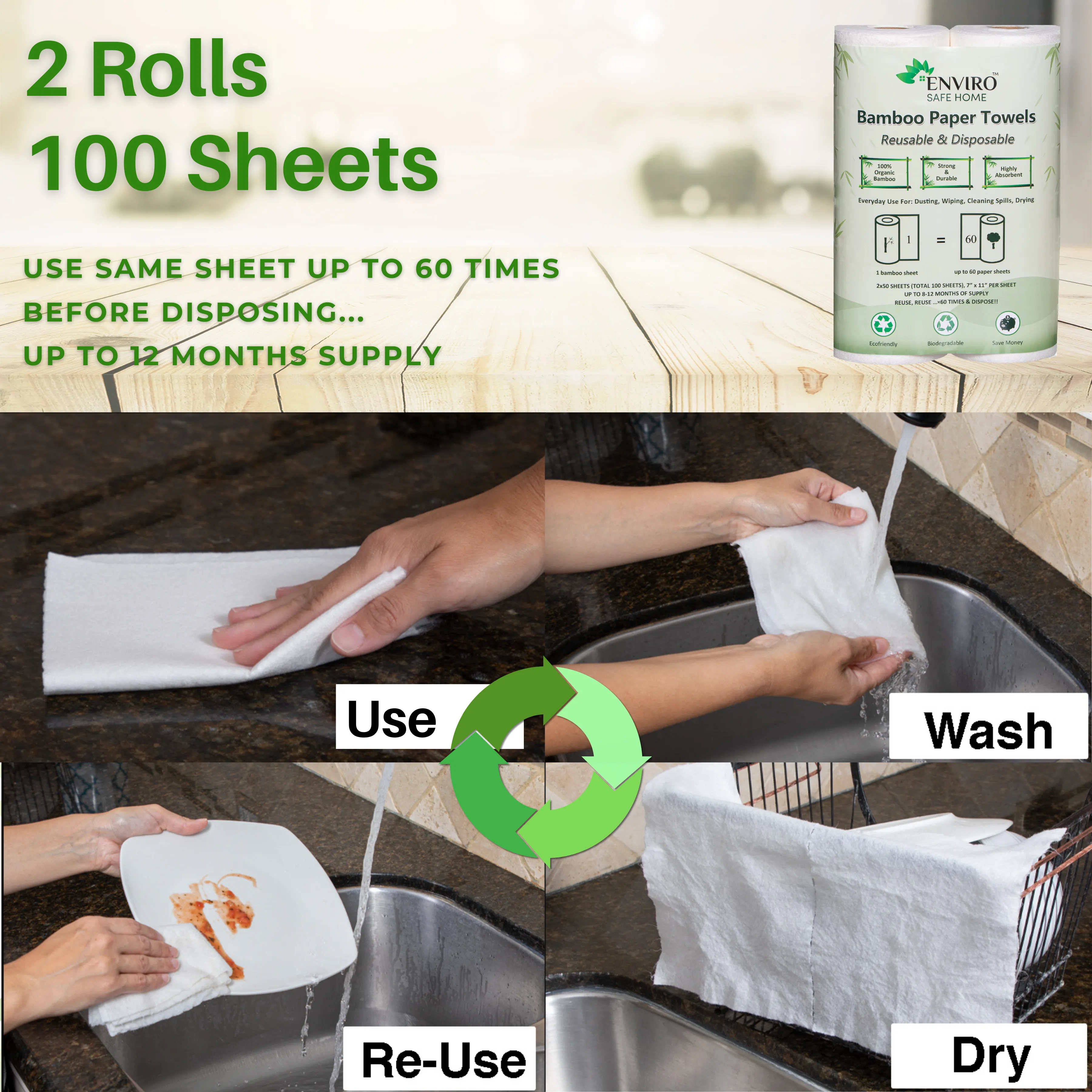 Bamboo Reusable Paper Towels