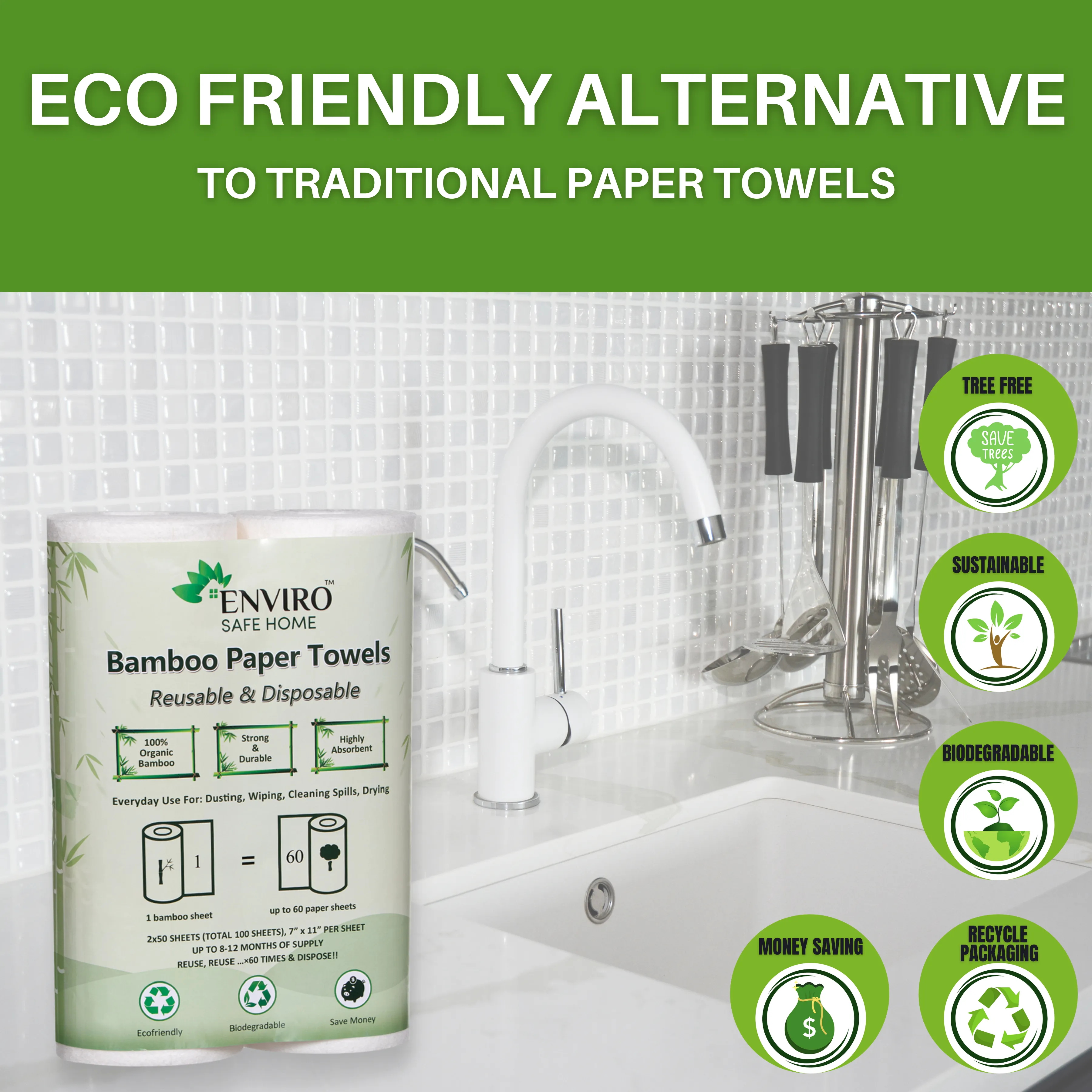 Bamboo Reusable Paper Towels