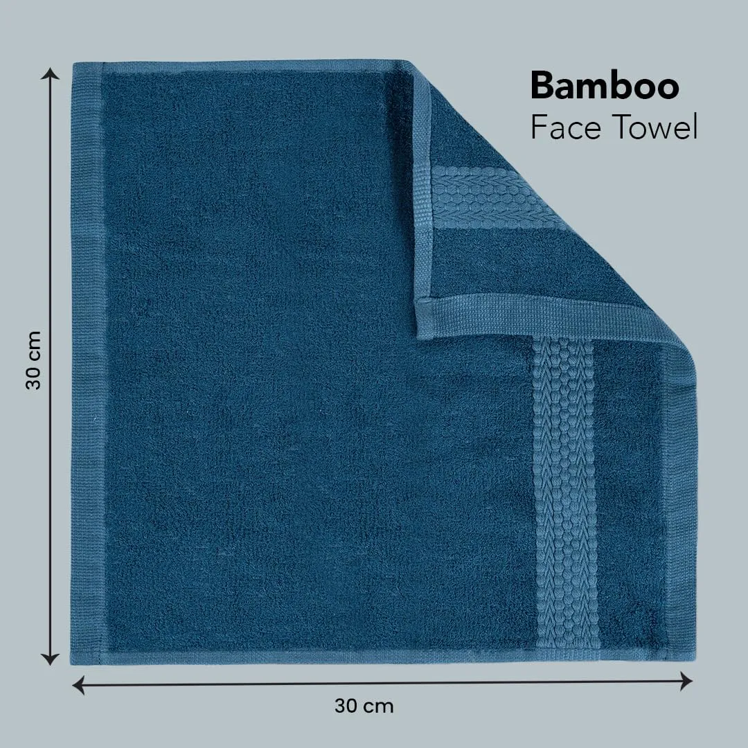 BePlush 450 GSM Bamboo Face Towel Set of 6 | Ultra Soft, Absorbent, & Quick Dry Towels for Gym, Travel | Suitable for Sensitive Skin, Anti Bacterial Napkins for Face | 30 * 30 Cms (6, Sky Blue)