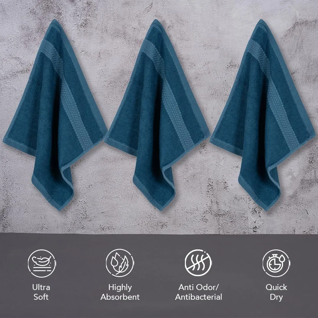 BePlush 450 GSM Bamboo Face Towel Set of 6 | Ultra Soft, Absorbent, & Quick Dry Towels for Gym, Travel | Suitable for Sensitive Skin, Anti Bacterial Napkins for Face | 30 * 30 Cms (6, Sky Blue)