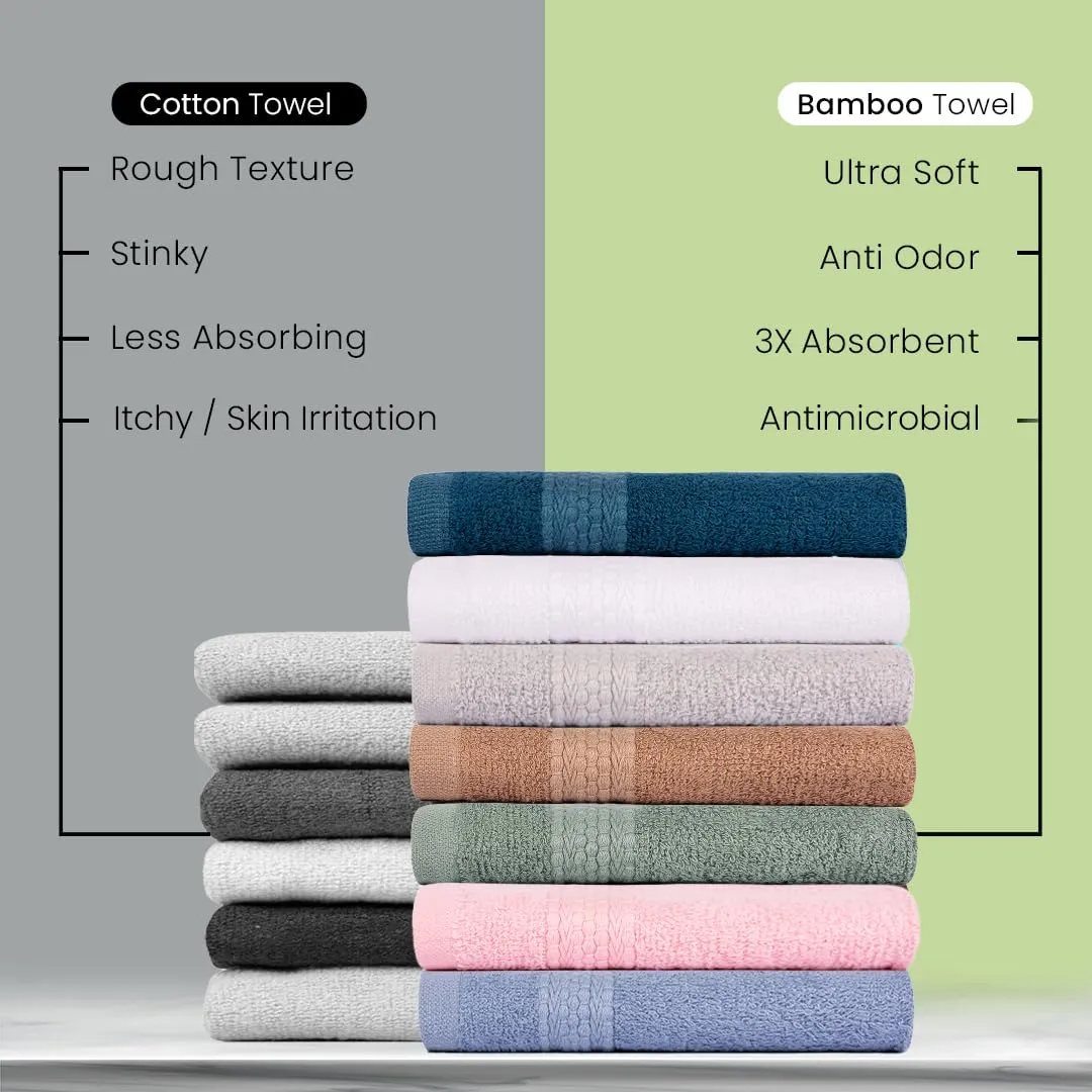 BePlush 450 GSM Bamboo Face Towel Set of 6 | Ultra Soft, Absorbent, & Quick Dry Towels for Gym, Travel | Suitable for Sensitive Skin, Anti Bacterial Napkins for Face | 30 * 30 Cms (6, Sky Blue)