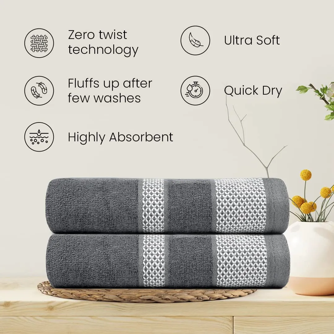 BePlush Zero Twist Bamboo Hand Towels Set of 4 Sky Blue & Grey : Ultra Soft, Highly Absorbent, Quick Dry, Anti Bacterial Napkins for Hand Towel || 450 GSM, 40 X 60 cms