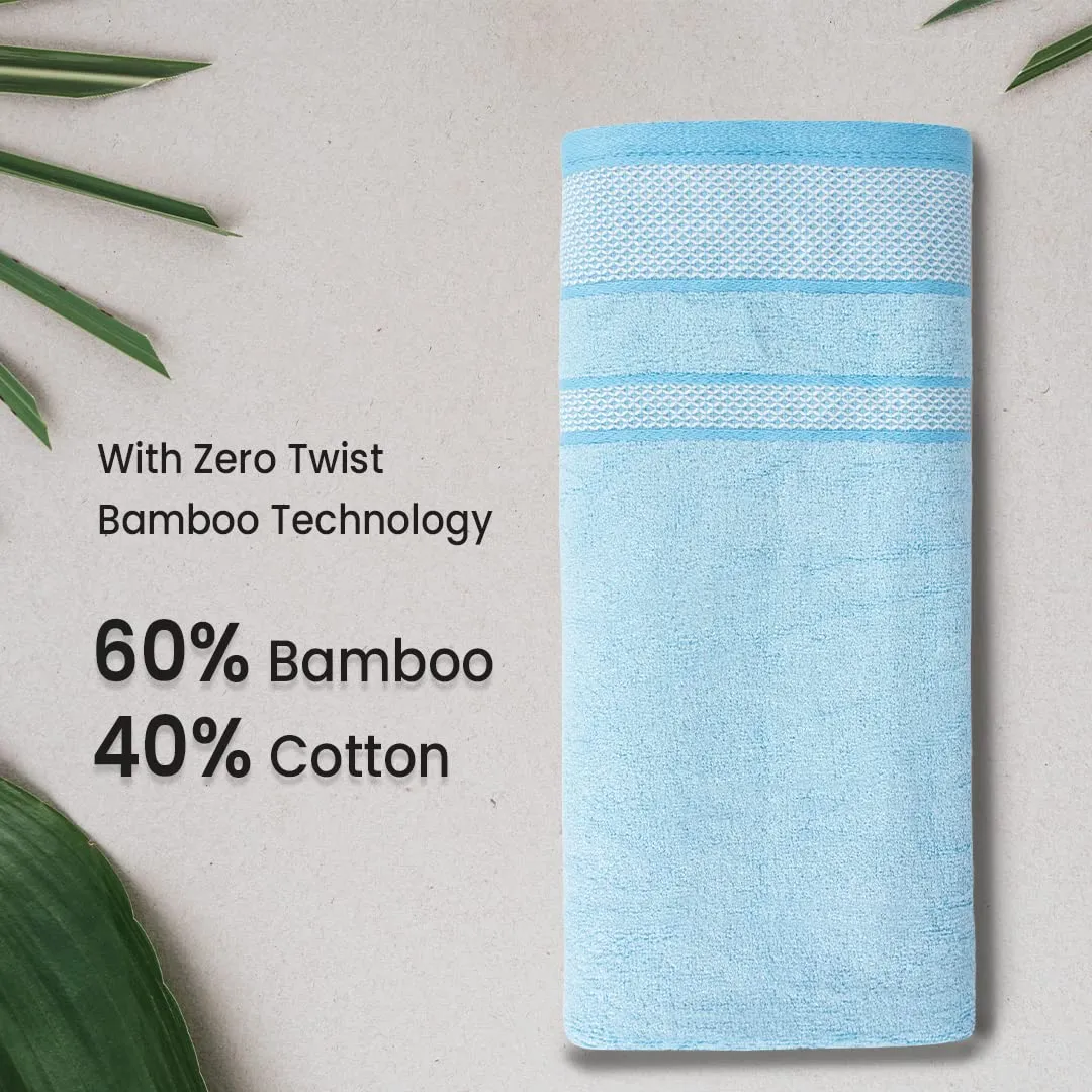 BePlush Zero Twist Bamboo Hand Towels Set of 4 Sky Blue & Grey : Ultra Soft, Highly Absorbent, Quick Dry, Anti Bacterial Napkins for Hand Towel || 450 GSM, 40 X 60 cms