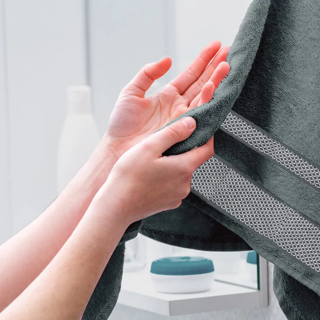 BePlush Zero Twist Bamboo Hand Towels : Ultra Soft, Highly Absorbent, Quick Dry, Anti Bacterial Napkins for Hand Towel || 450 GSM, 40 X 60 cms (6, Grey)