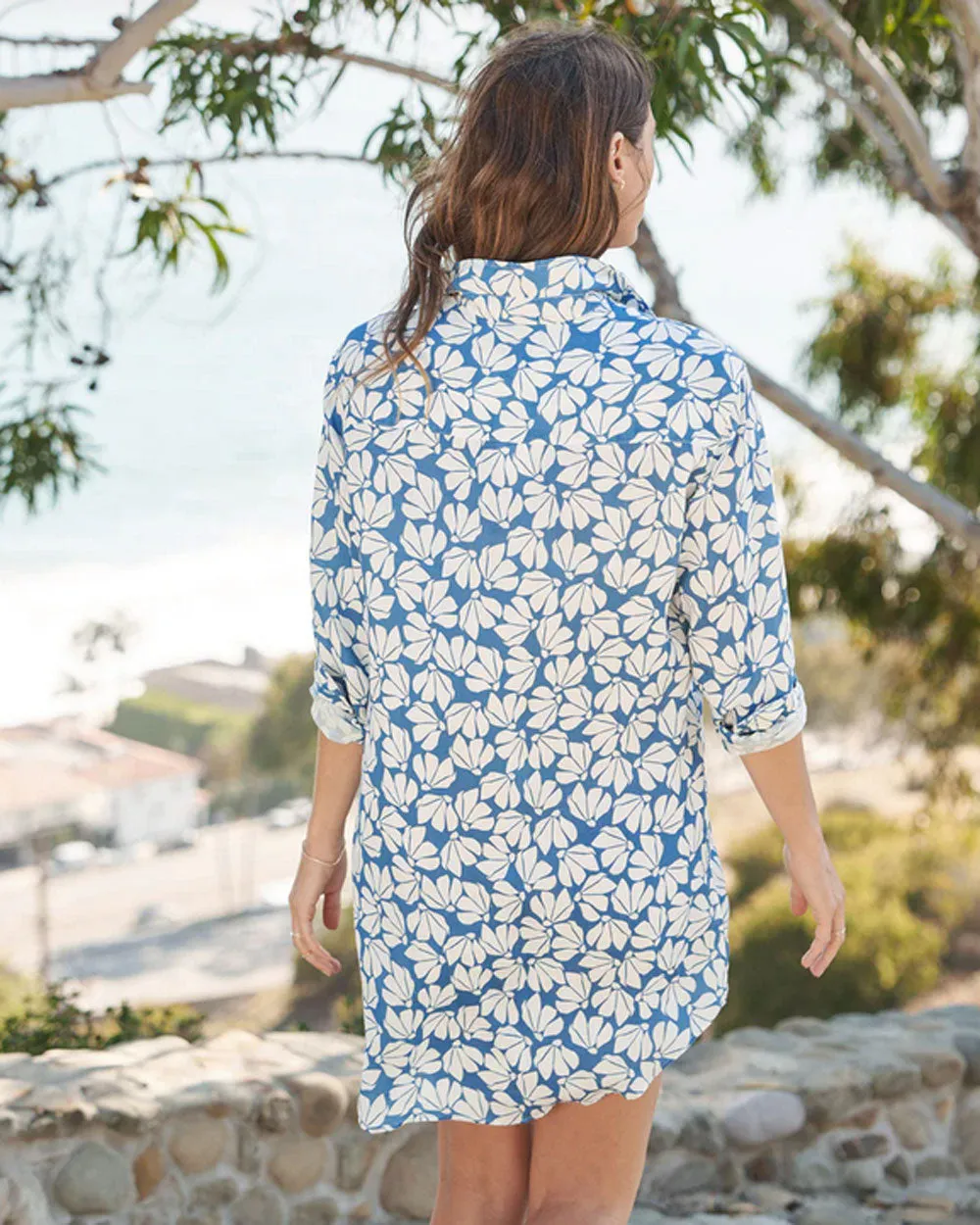 Blue Floral Mary Button Up Dress