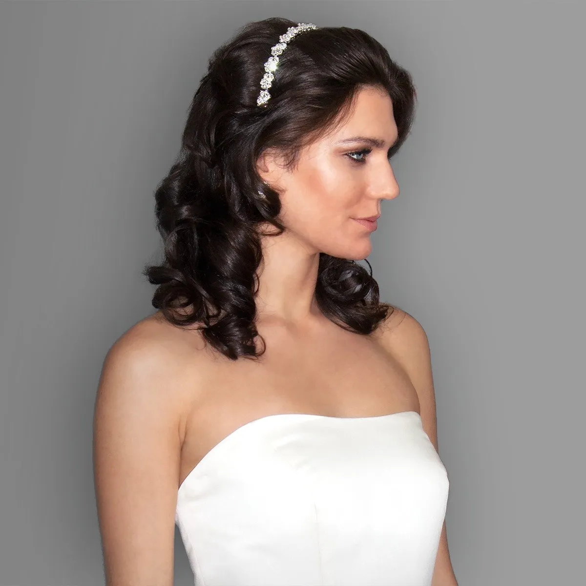 Bridal Headband with Crystal Clusters