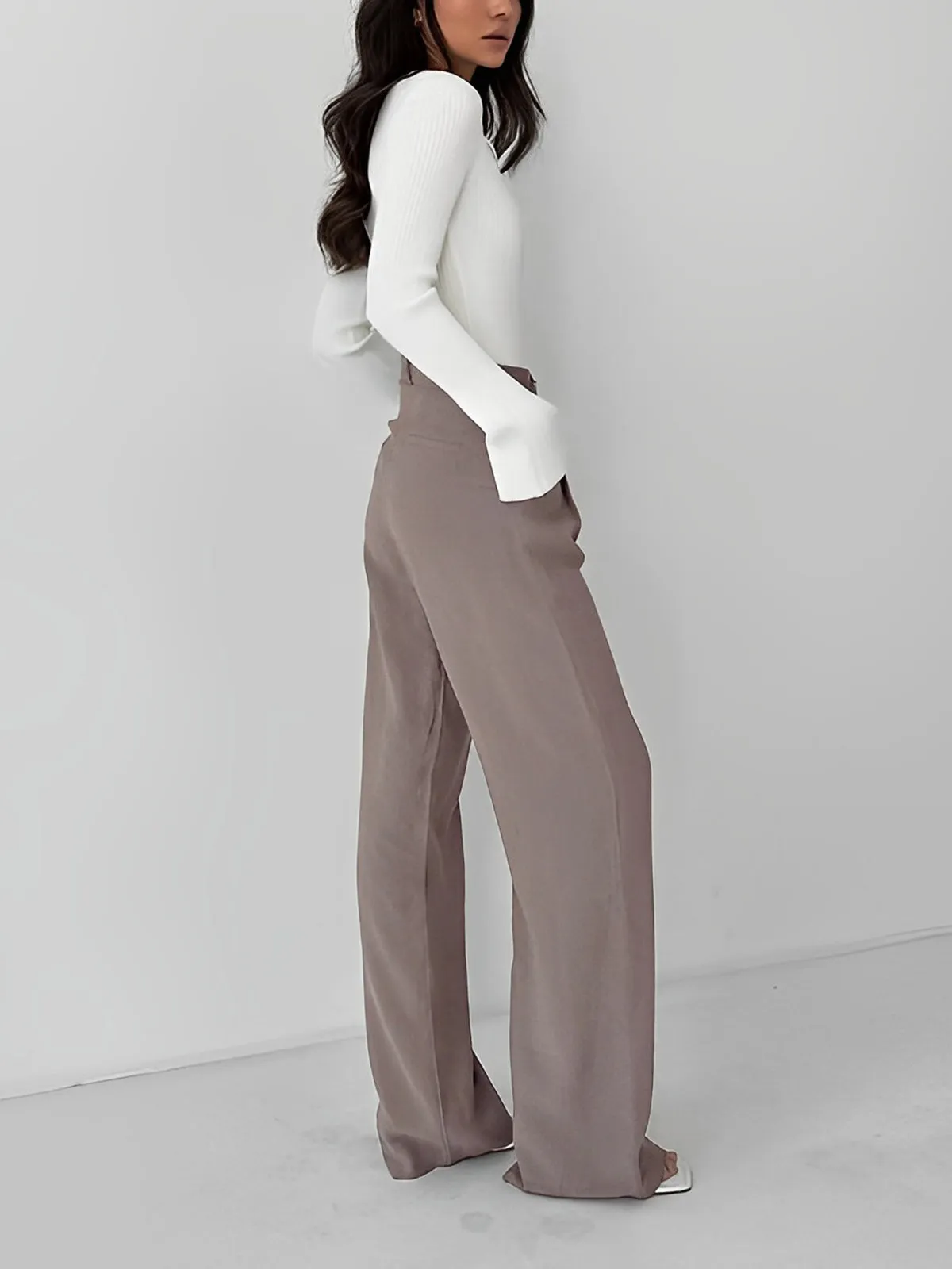 Business Casual Pleat Trendy Wide Leg Dress Pants