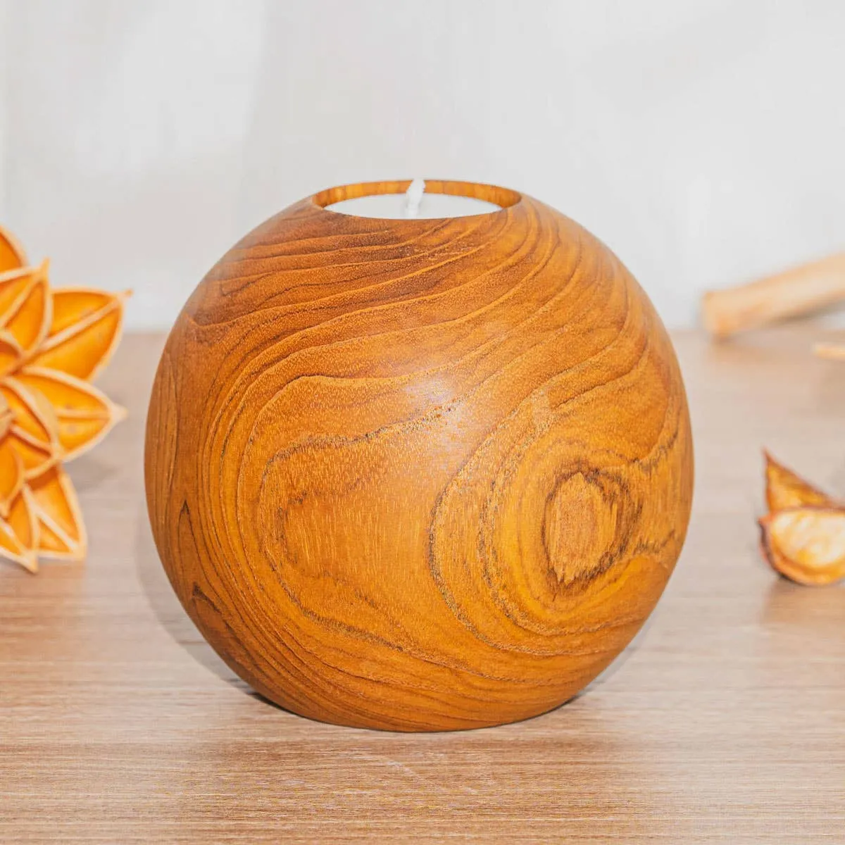 Candle Holder, Handmade Teak Wood, Medium