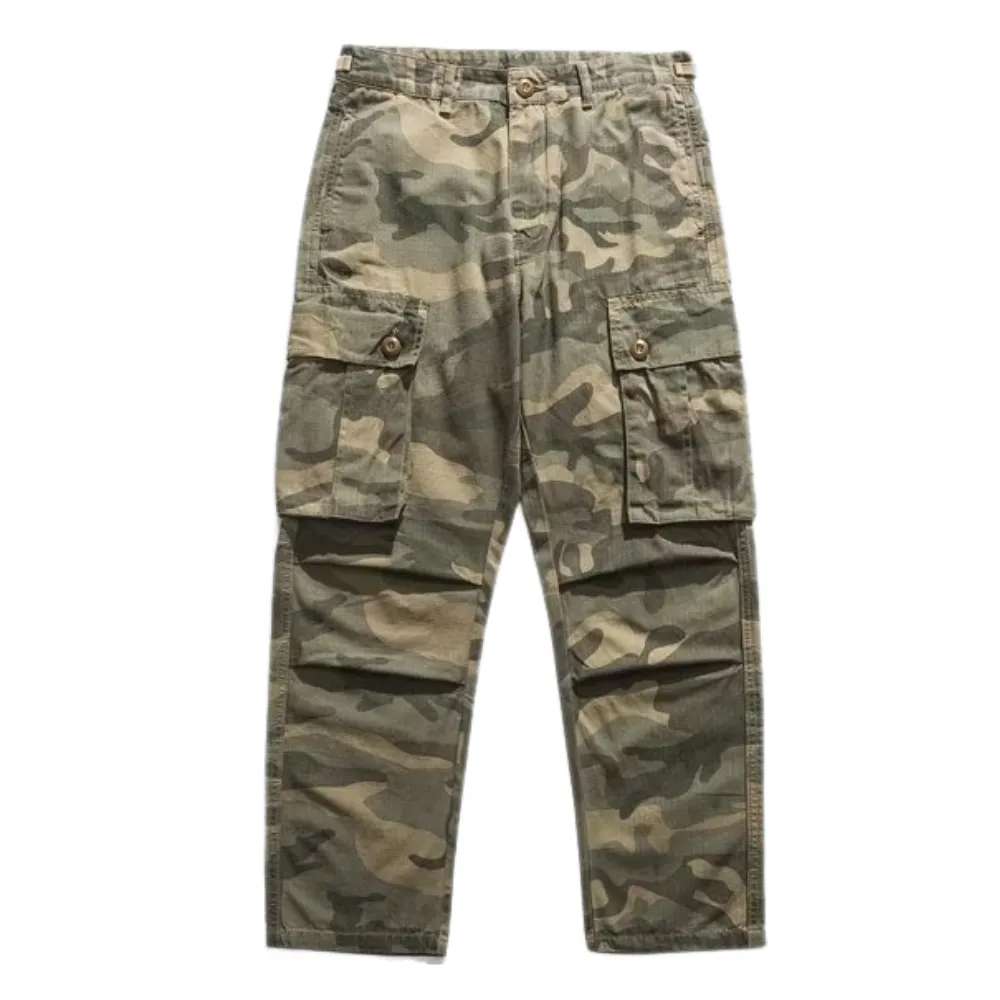 Casual Straight-Leg Loose Camouflage Cargo Pants