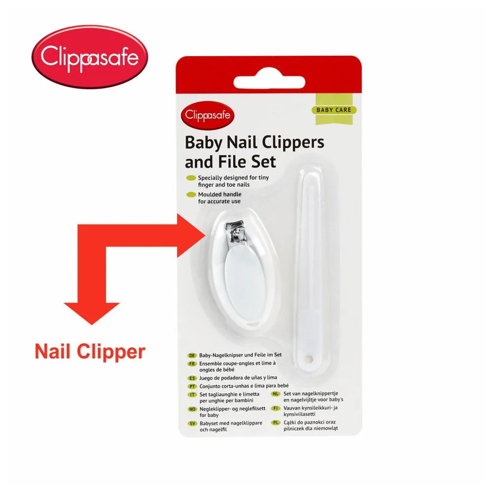 Clippasafe Baby Nail Clippers & File Set (White)