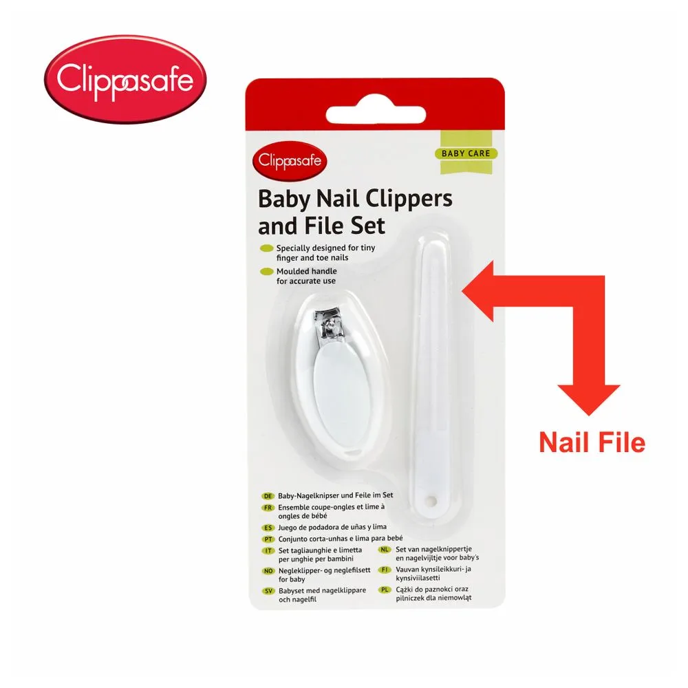 Clippasafe Baby Nail Clippers & File Set (White)