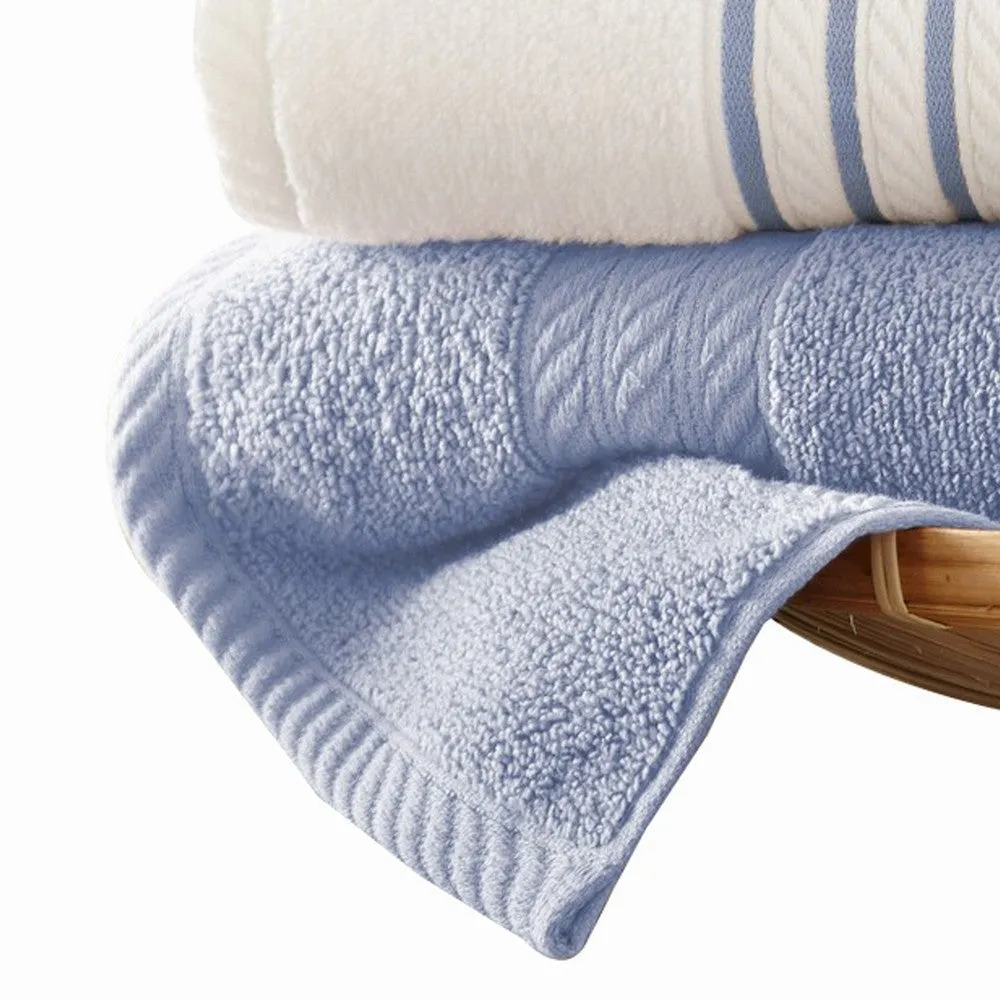 Dana 6 Piece Soft Egyptian Cotton Towel Set, Striped, Sky Blue, White By Casagear Home