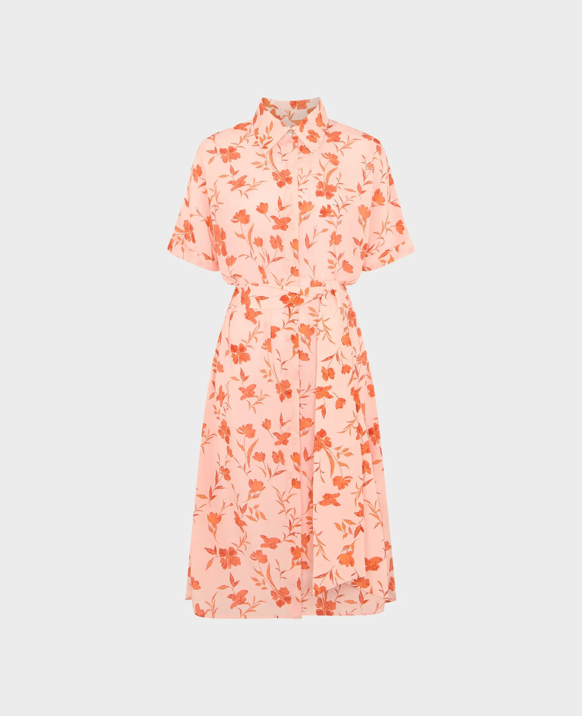 Elle Floral Silk Shirt Dress