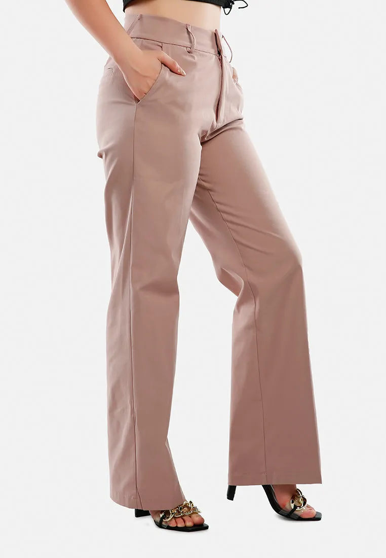 Flared Hem High Waist Pants