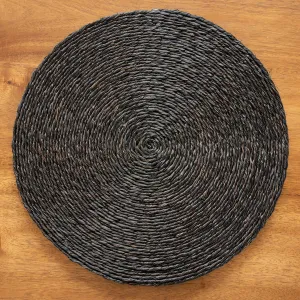 Handmade Sabai Grass Round Mats - Black