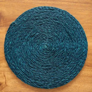 Handmade Sabai Grass Round Mats - Indigo