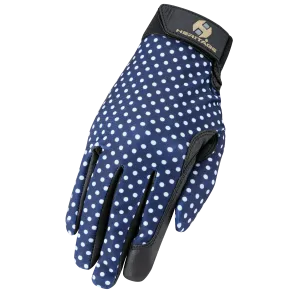 Heritage Performance Gloves Navy Polka Dots