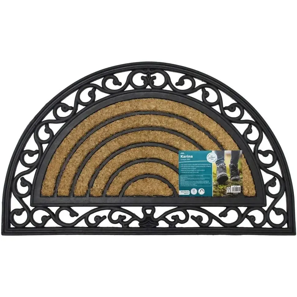 JVL Karina Half Moon Scraper Door Mat 45 x 75cm