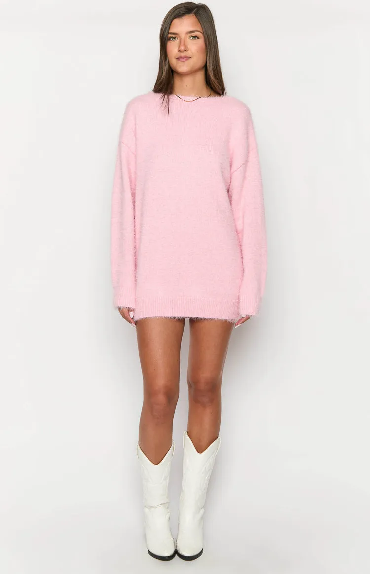 Kleine Pink Long Sleeve Knit Mini Dress