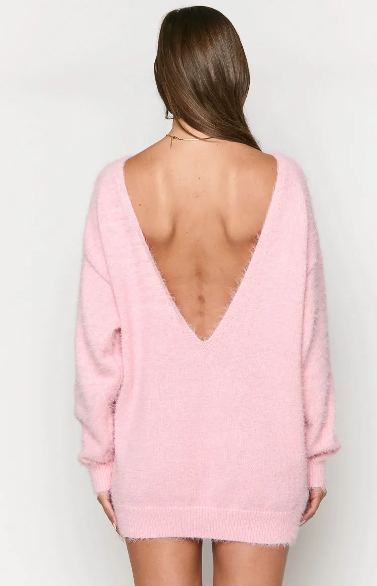 Kleine Pink Long Sleeve Knit Mini Dress