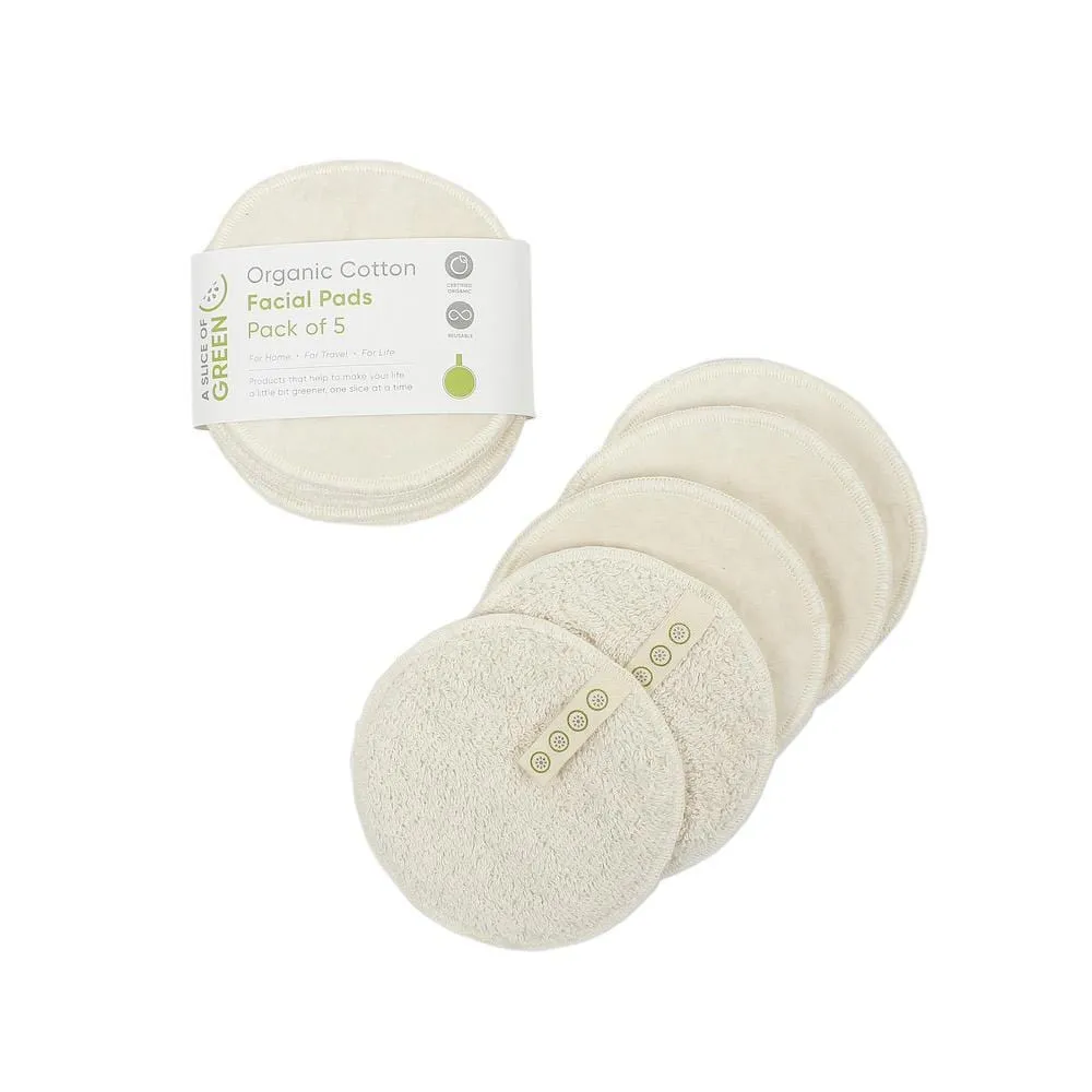 Large Organic Cotton Facial Pads - Pack of 5 White