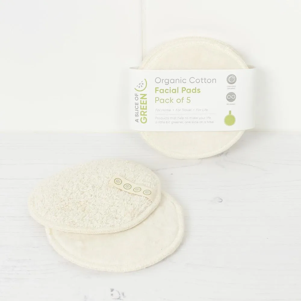 Large Organic Cotton Facial Pads - Pack of 5 White