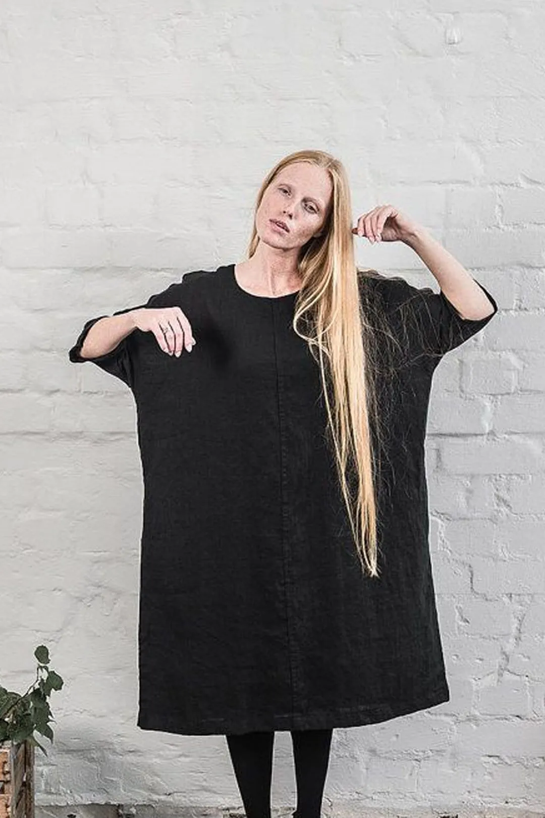 Linen Seul Black Dress