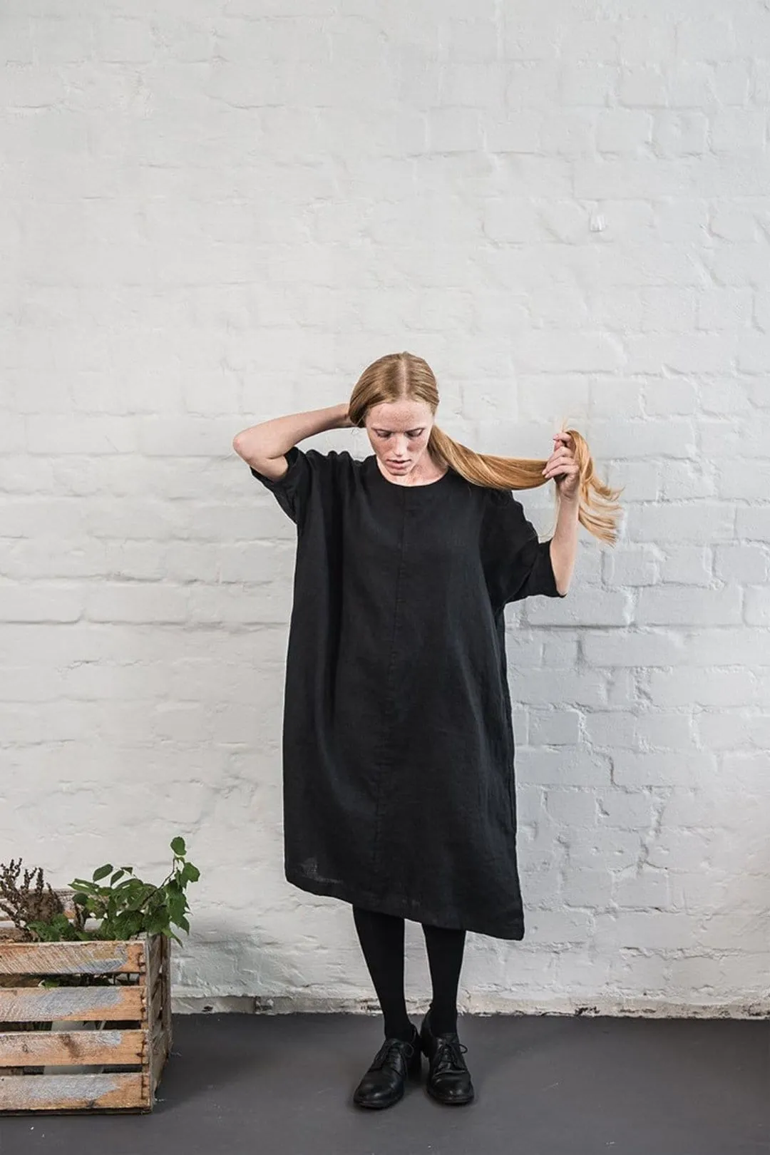 Linen Seul Black Dress