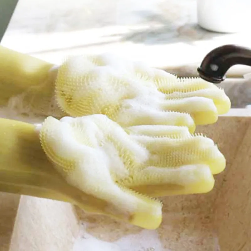 Magic Silicone Scrubber Cleaning Gloves