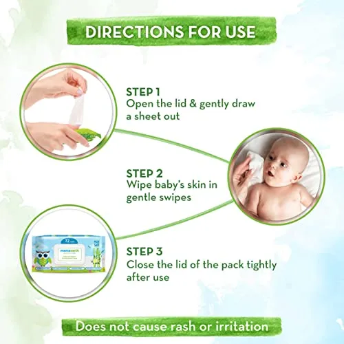 Mamaearth India's First Organic Bamboo Based Baby Wipes (72 Wipes)