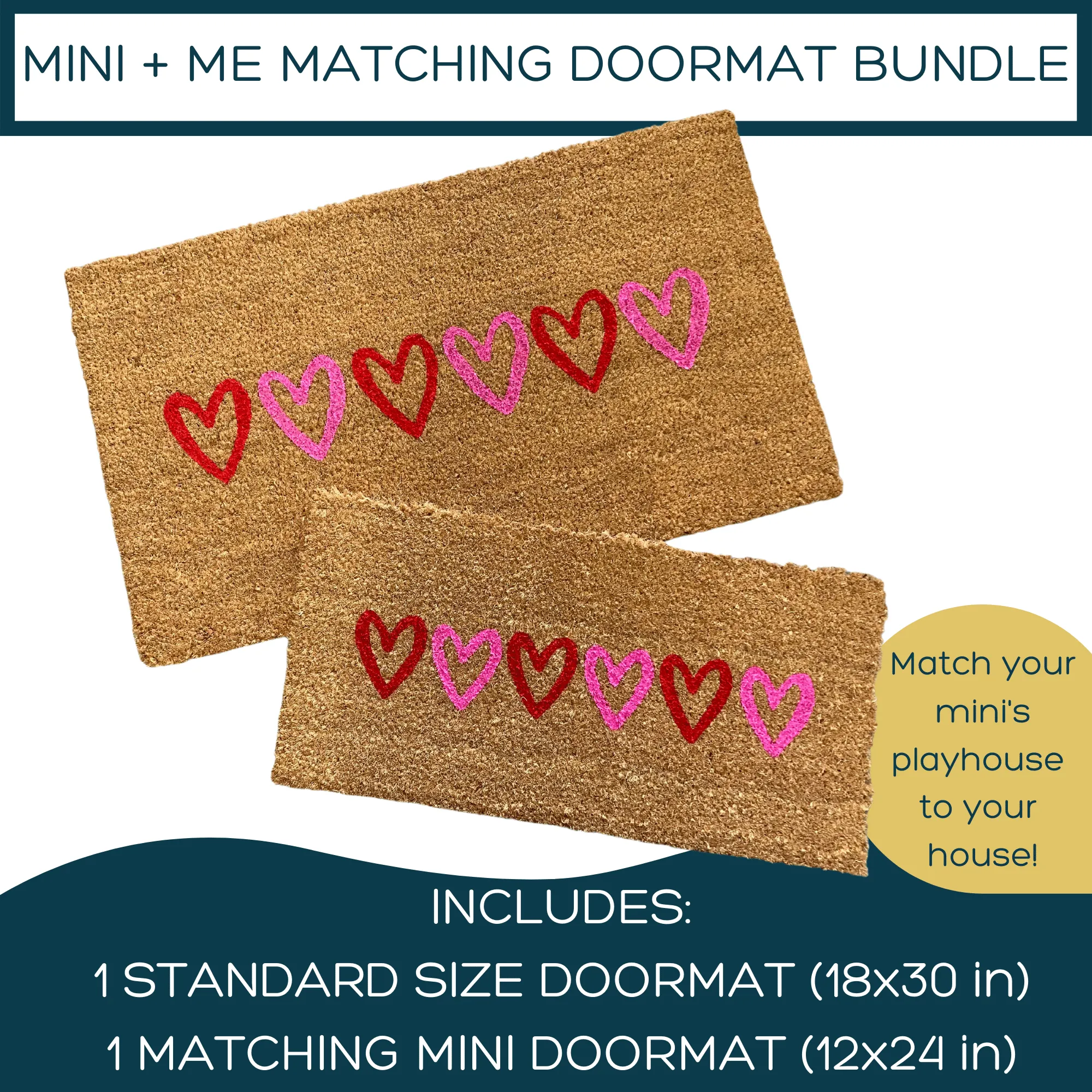 Matching Valentine's Mini and Standard Doormat Set