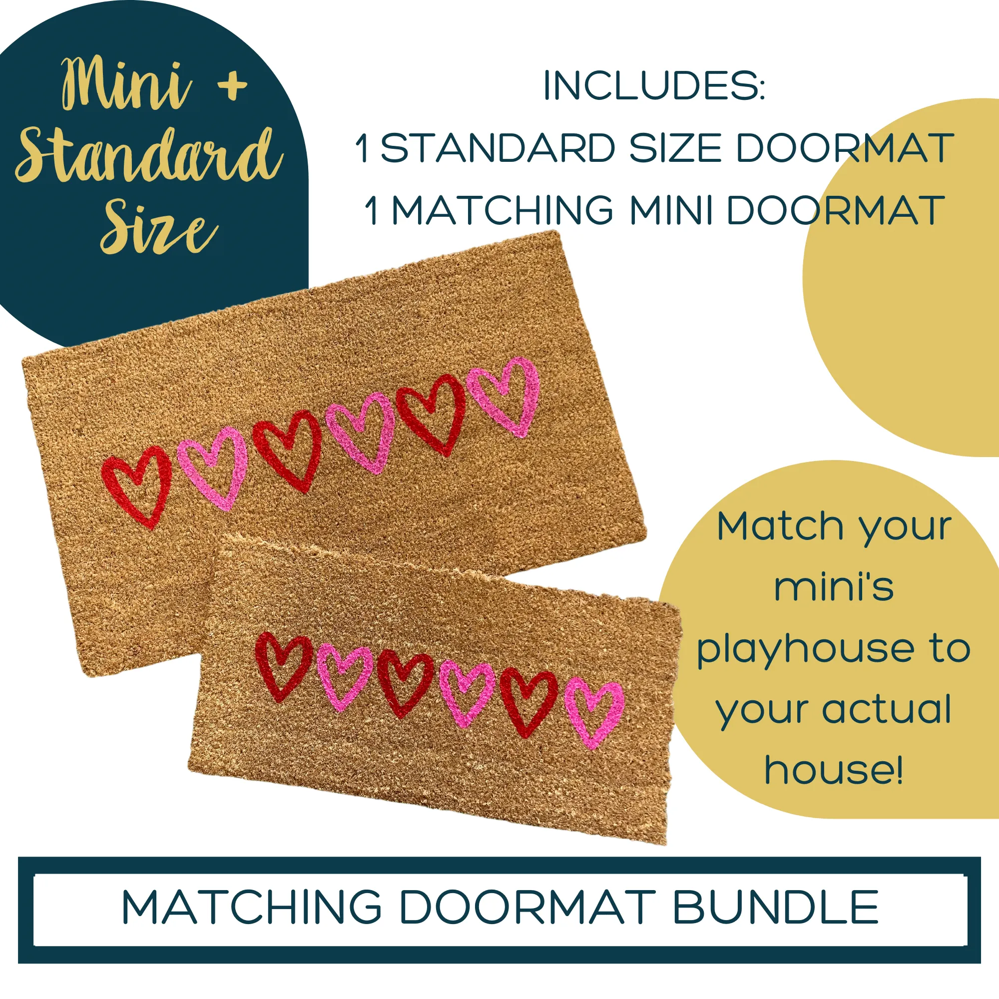 Matching Valentine's Mini and Standard Doormat Set