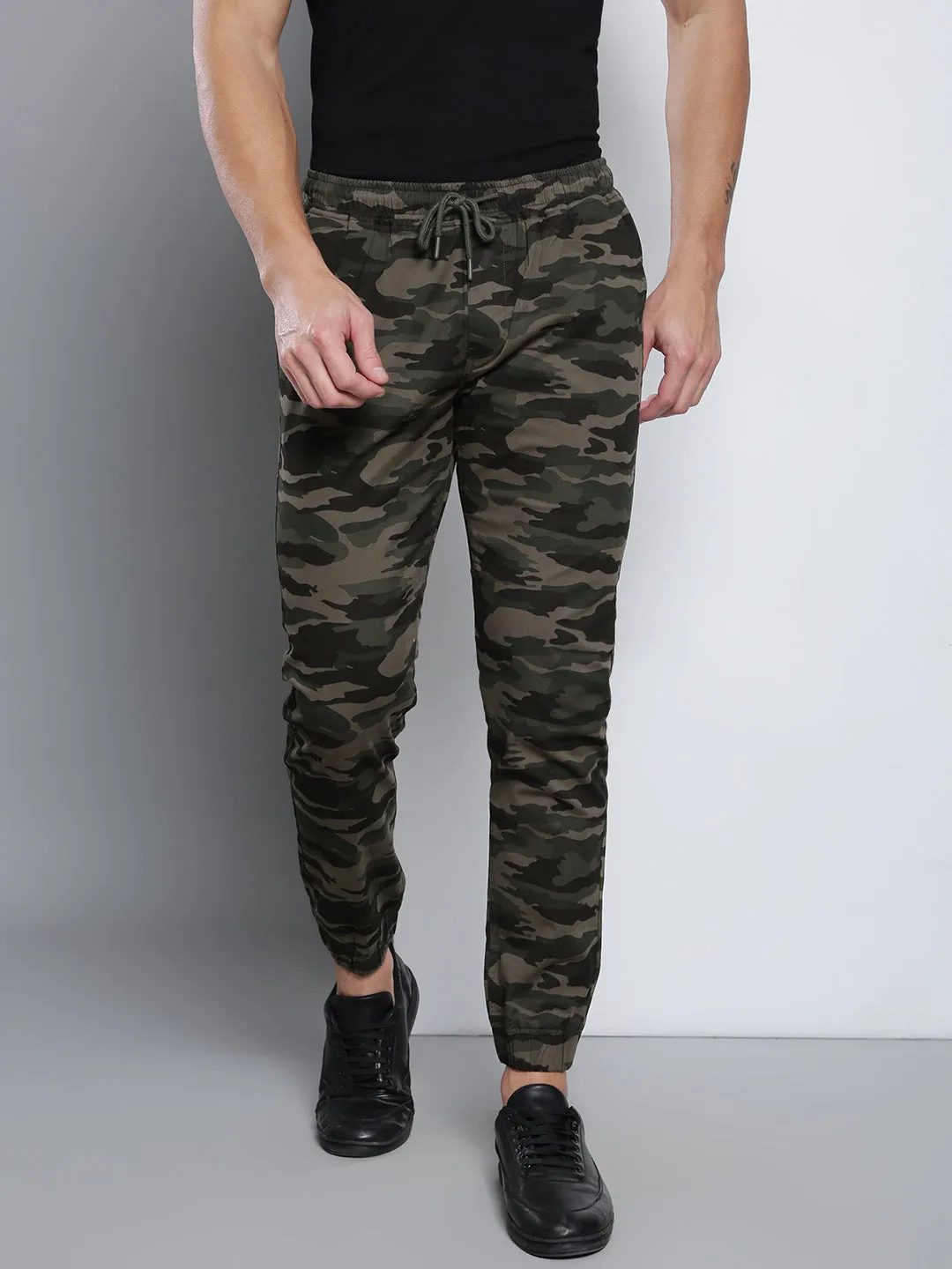 Men's Straight Fit Cotton Cargo Joggers (Natural Olive)